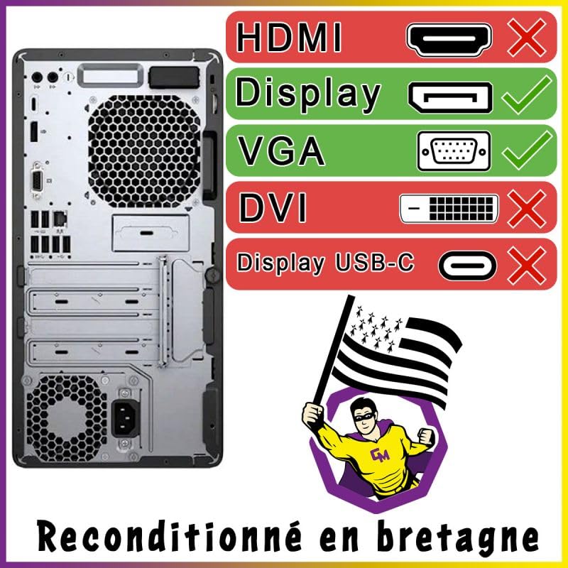 PC HP ProDesk 400 G4 MT Intel G4400 RAM 8Go SSD 500Go WiFi W11